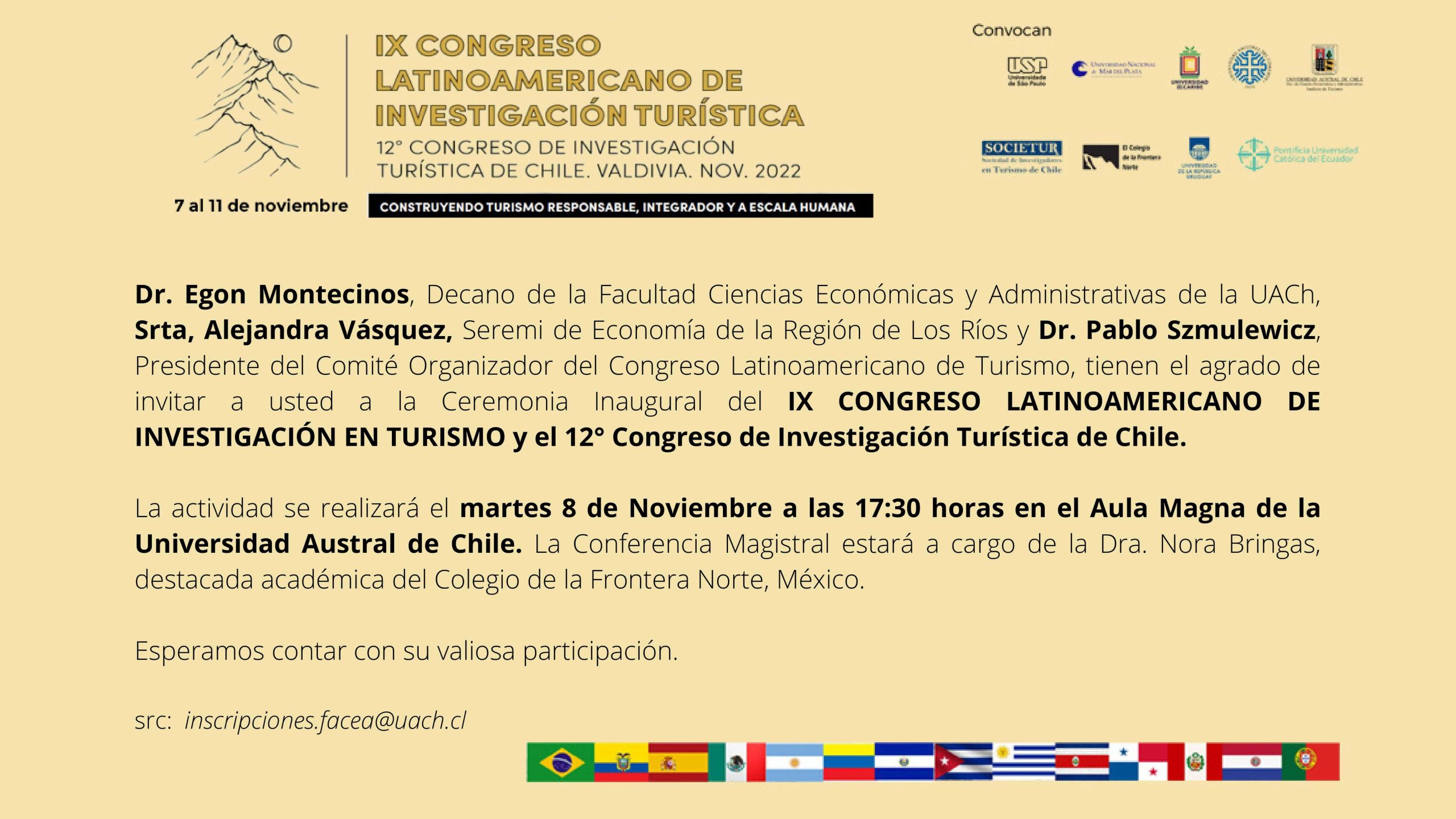 Inauguración y Conferencia Magistral Congreso Latinoamericano de investigación turística